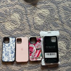 Apple iPhone Case Bundle with Pink, Blue, Multicolor & Black Cases (5 cases)